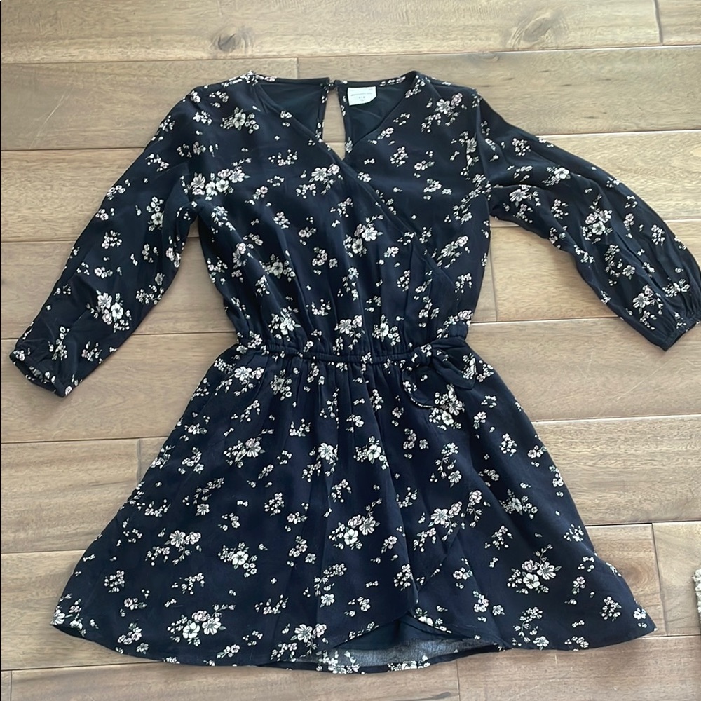 Abercrombie Kids Floral Navy Blue Dress 9/10